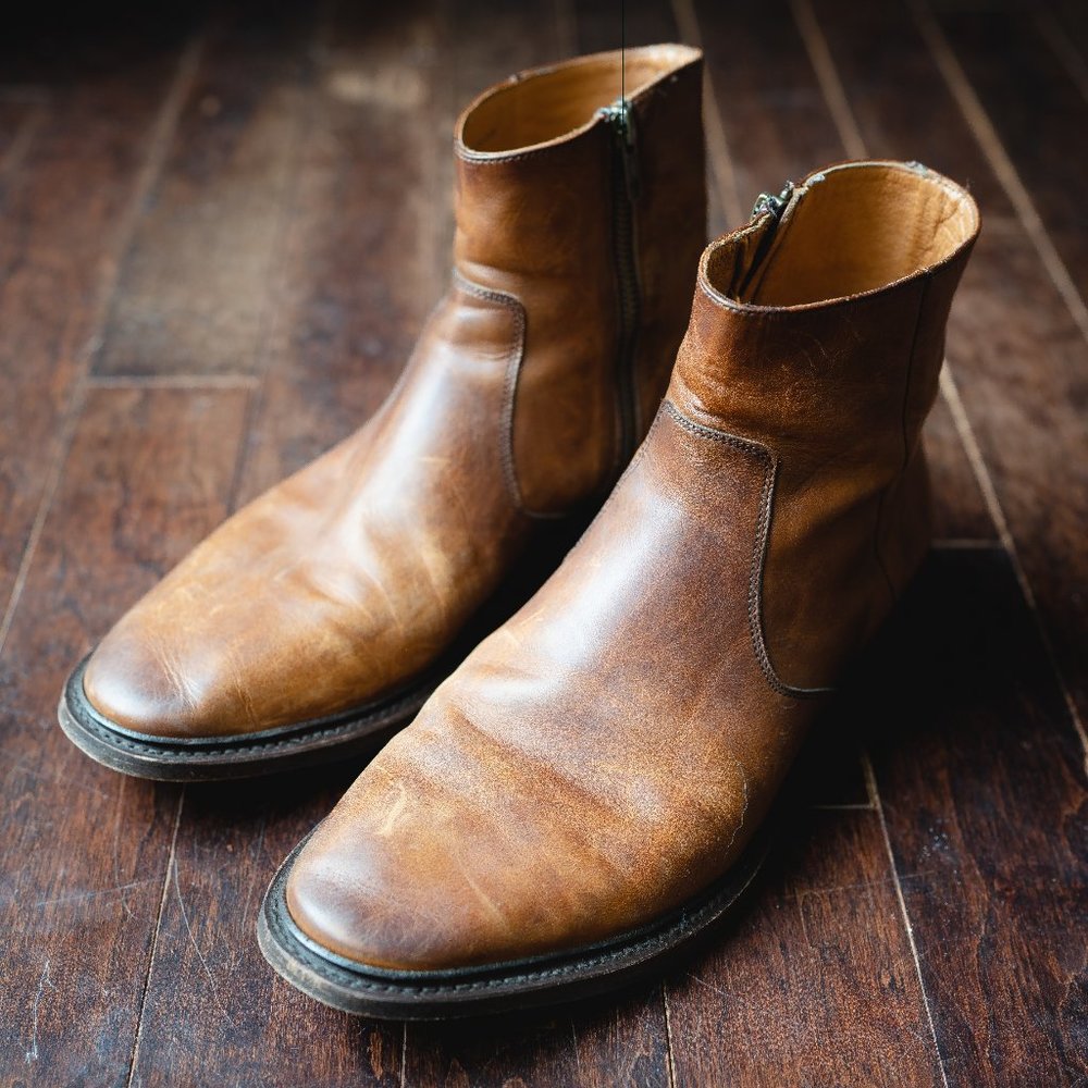 Frye Leather Zip-Up Boots - Light Brown - Size 9 D